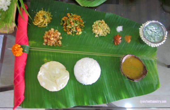 A complete South Indian Meal - on a banana leaf